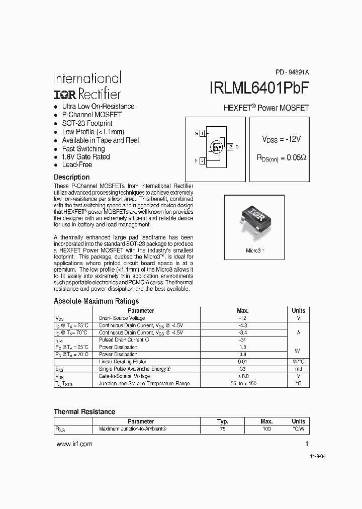 IRLML6401PBF_708135.PDF Datasheet