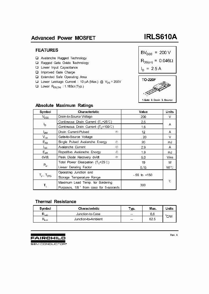 IRLS610A_668405.PDF Datasheet