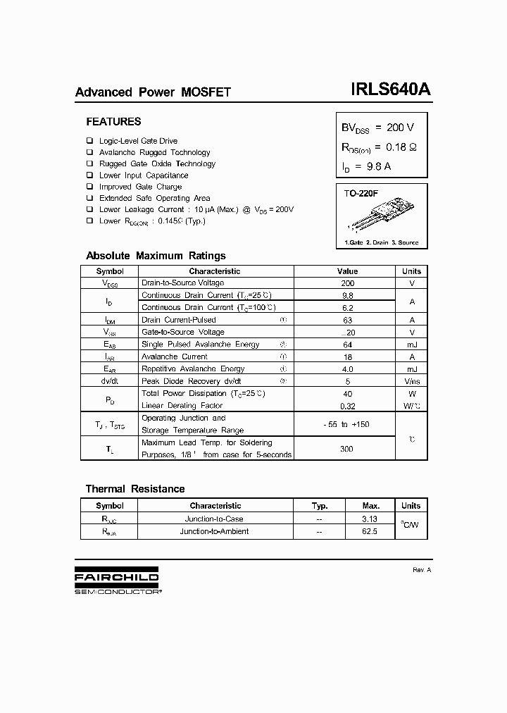 IRLS640A_692264.PDF Datasheet