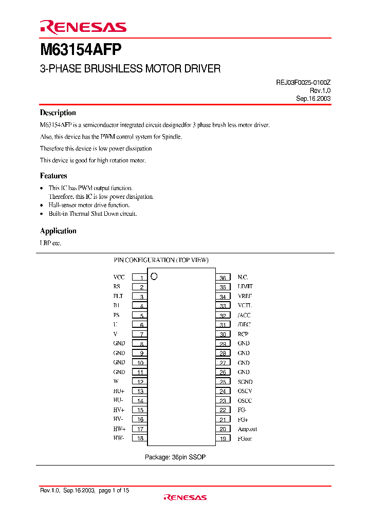 M63154AFP_665511.PDF Datasheet