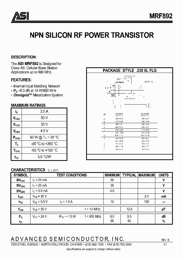 MRF892_942966.PDF Datasheet