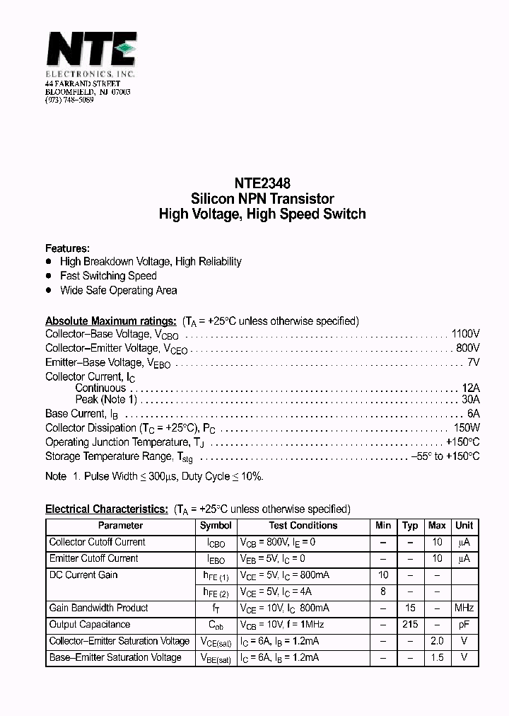 NTE2348_936430.PDF Datasheet