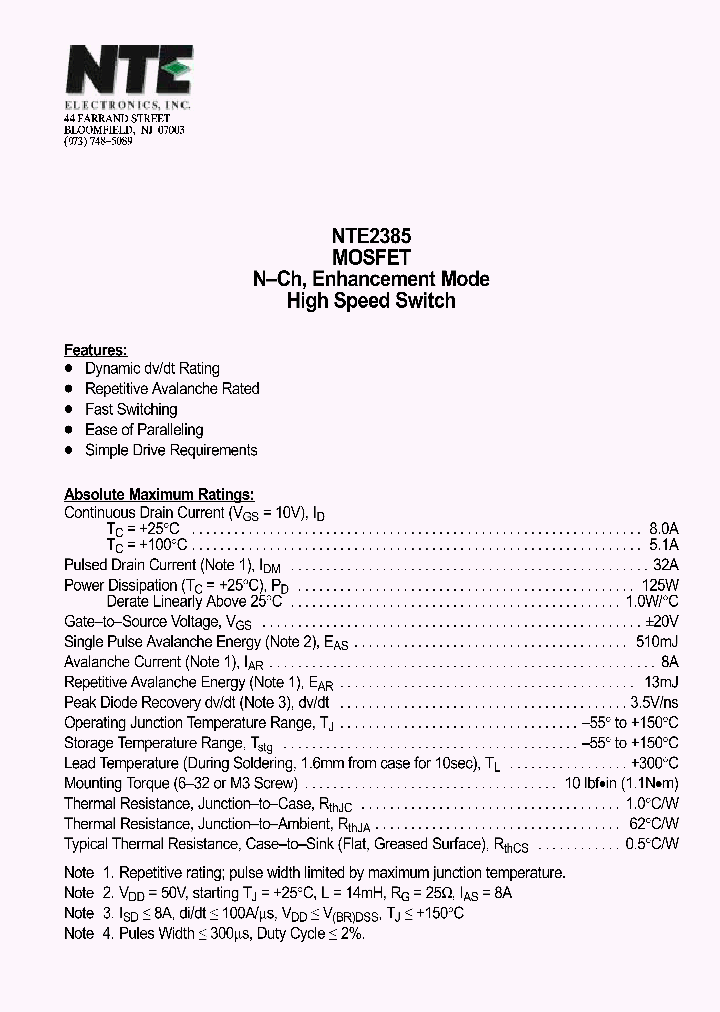 NTE2385_881265.PDF Datasheet