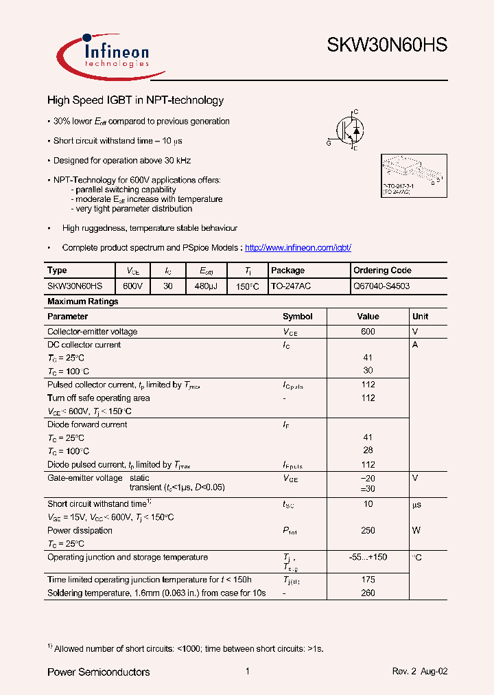 SKW30N60HS_955332.PDF Datasheet