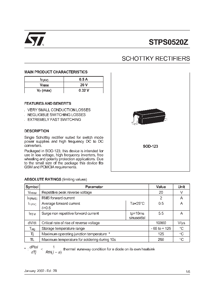 STPS0520Z_1015834.PDF Datasheet