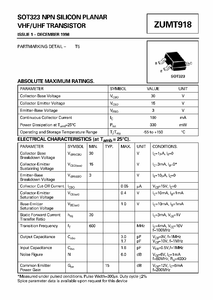 ZUMT918_822088.PDF Datasheet