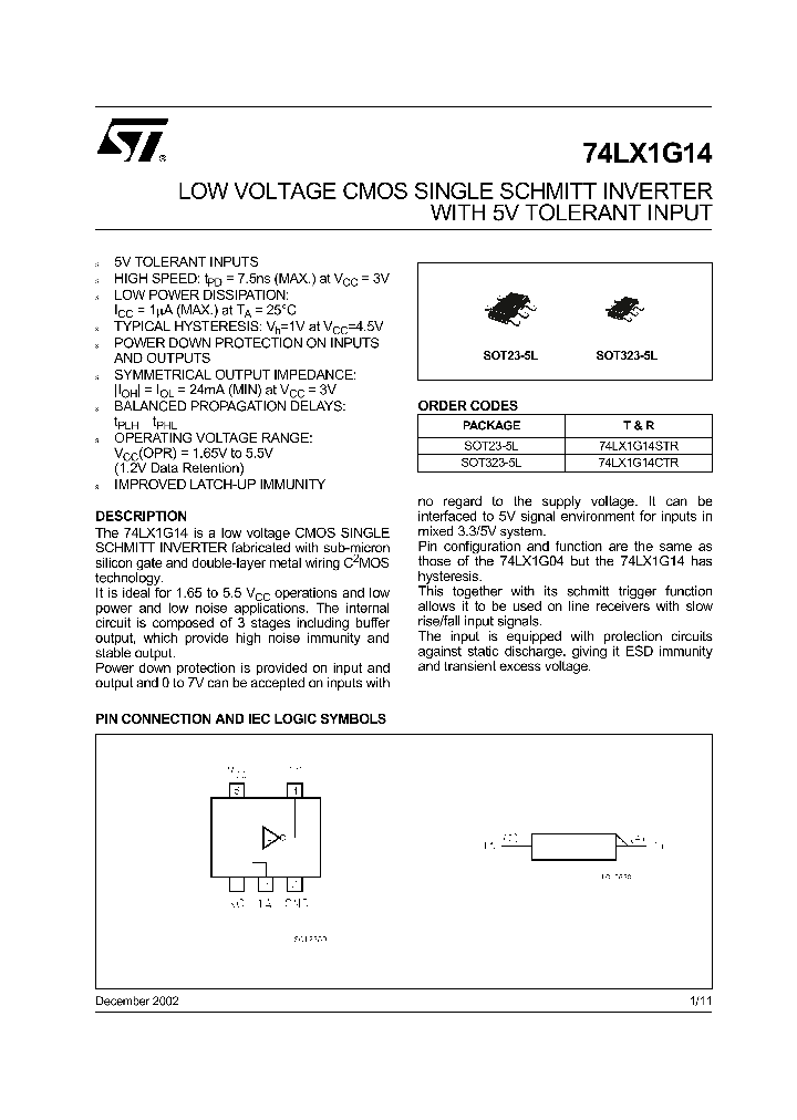 74LX1G14STR_1202947.PDF Datasheet