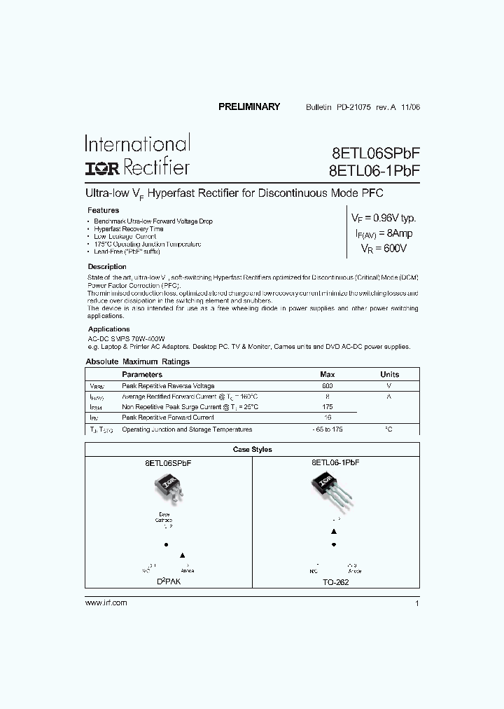8ETL06STRRPBF_1204054.PDF Datasheet
