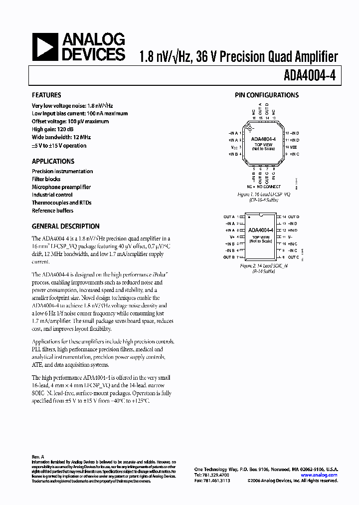 ADA4004-4ACPZ-R2_1110205.PDF Datasheet