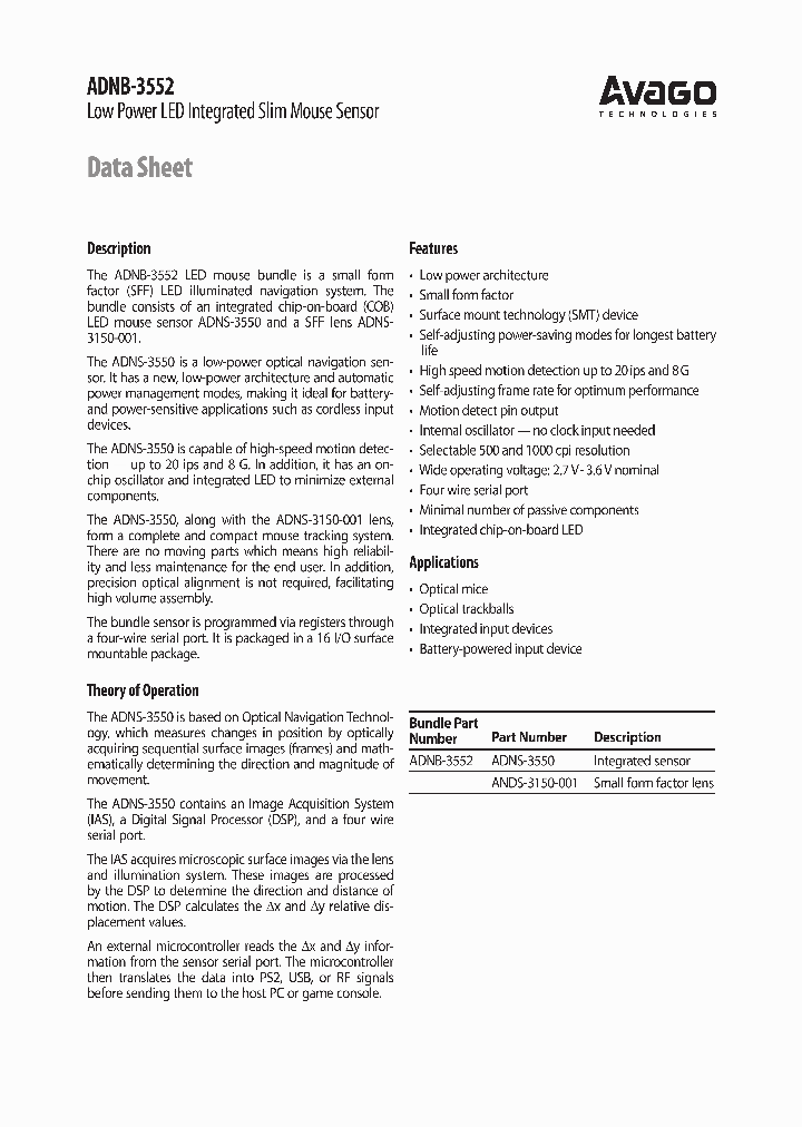 ADNS-3550_1174044.PDF Datasheet