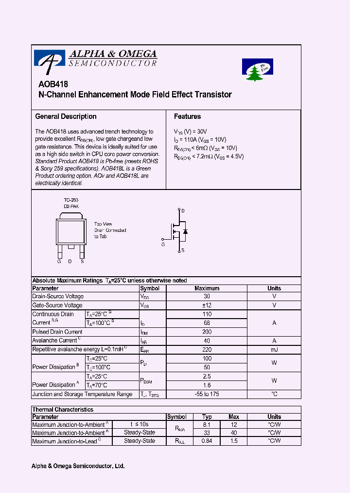 AOB418L_1210244.PDF Datasheet