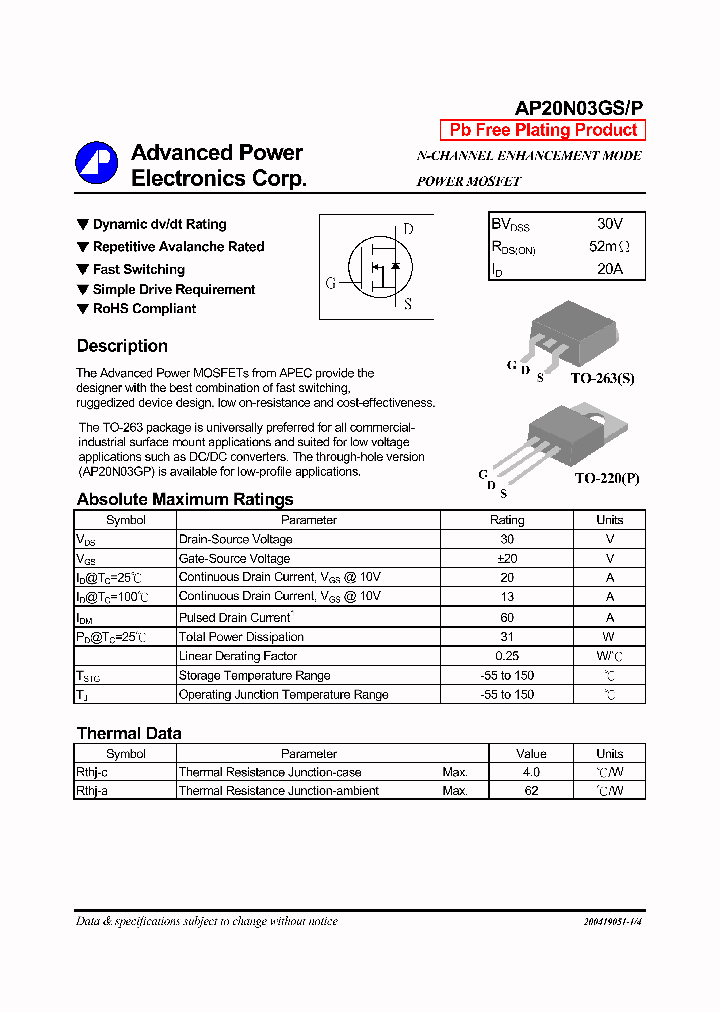 AP20N03GP_1168470.PDF Datasheet