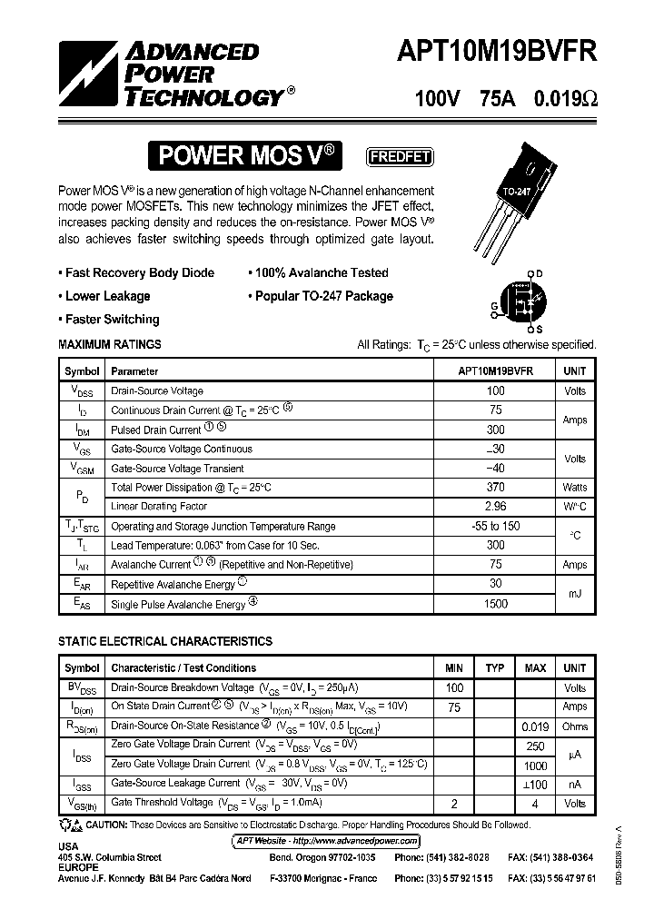 APT10M19BVFR_1211307.PDF Datasheet