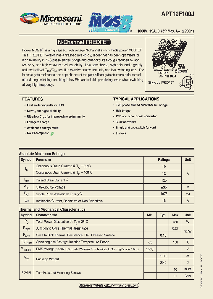 APT19F100J07_1211417.PDF Datasheet