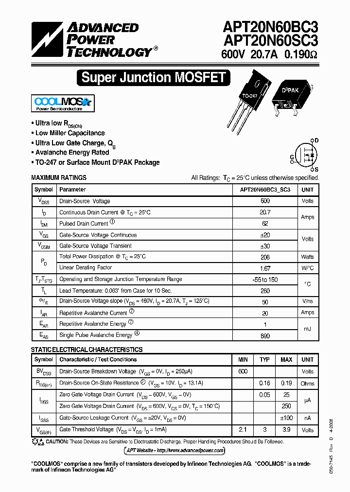 APT20N60SC3_1169434.PDF Datasheet