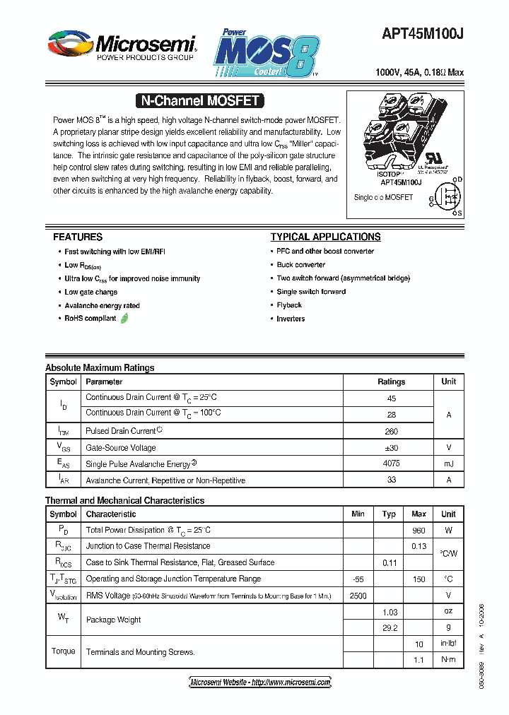 APT45M100J_1211664.PDF Datasheet