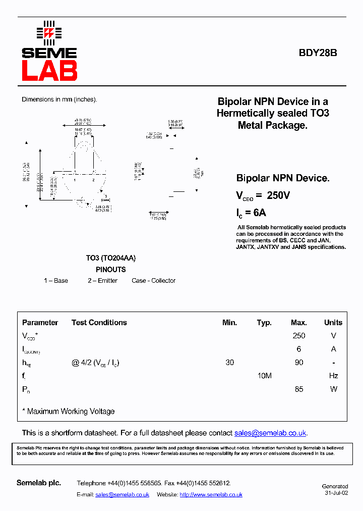 BDY28B_1218965.PDF Datasheet