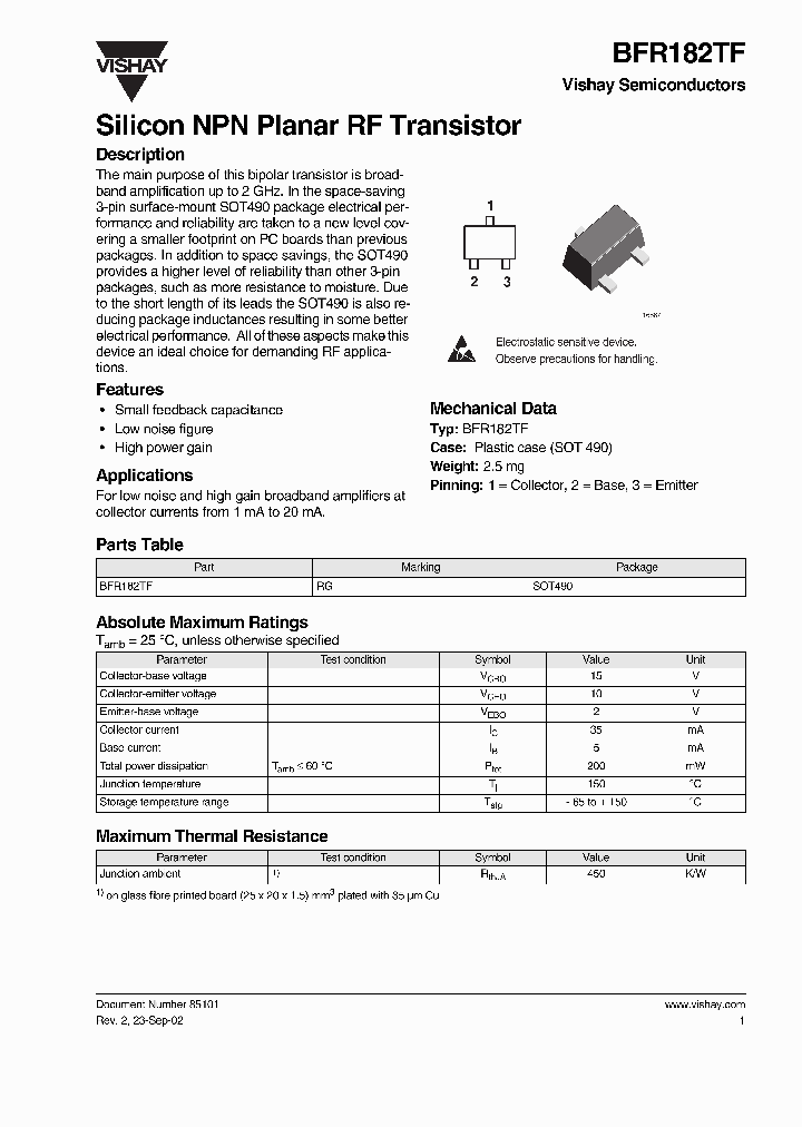 BFR182TF_1219233.PDF Datasheet