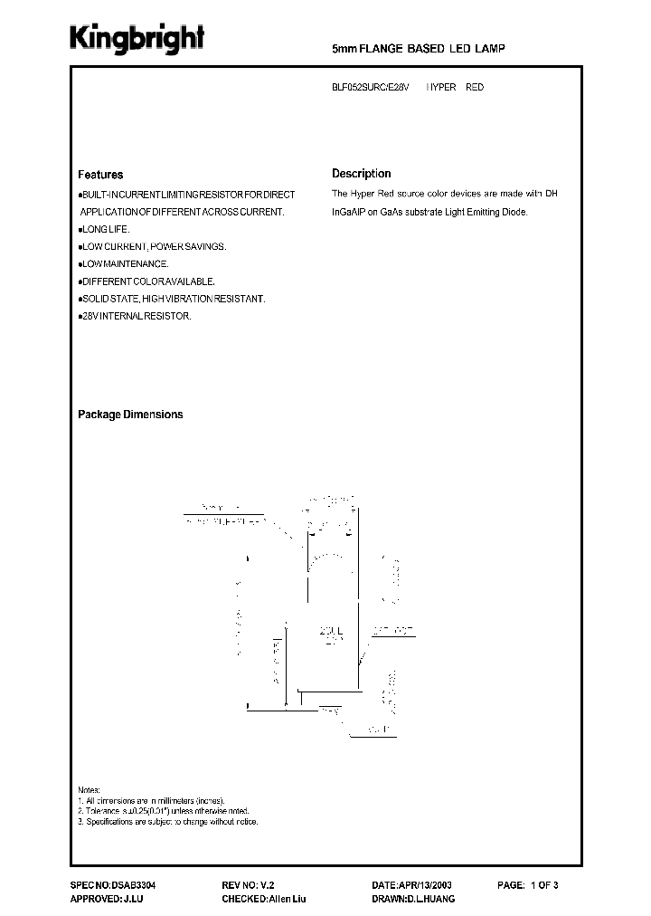 BLF052SURCE28V_1219682.PDF Datasheet