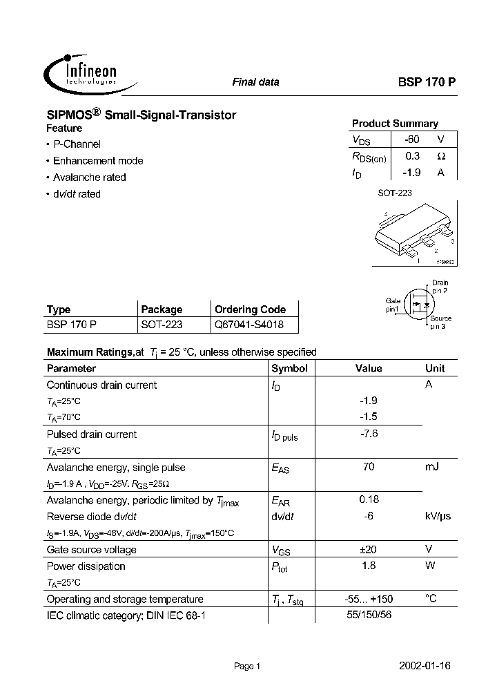 BSP170P_1220709.PDF Datasheet