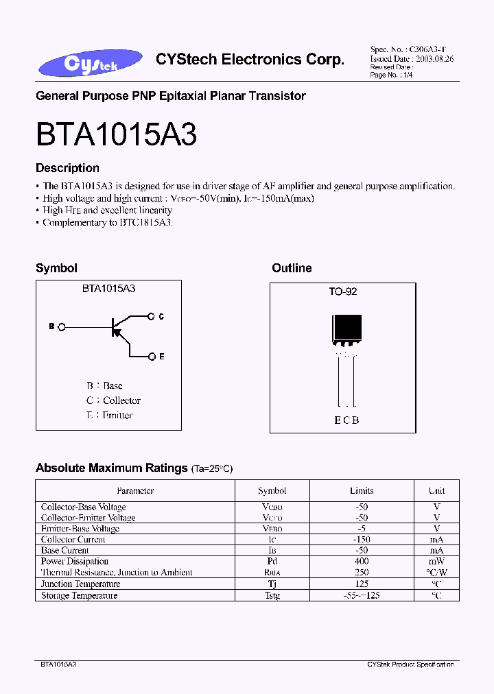 BTA1015A3_1221057.PDF Datasheet