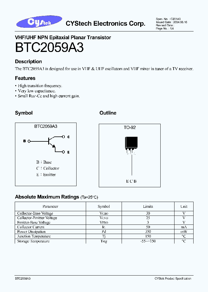 BTC2059A3_1221177.PDF Datasheet