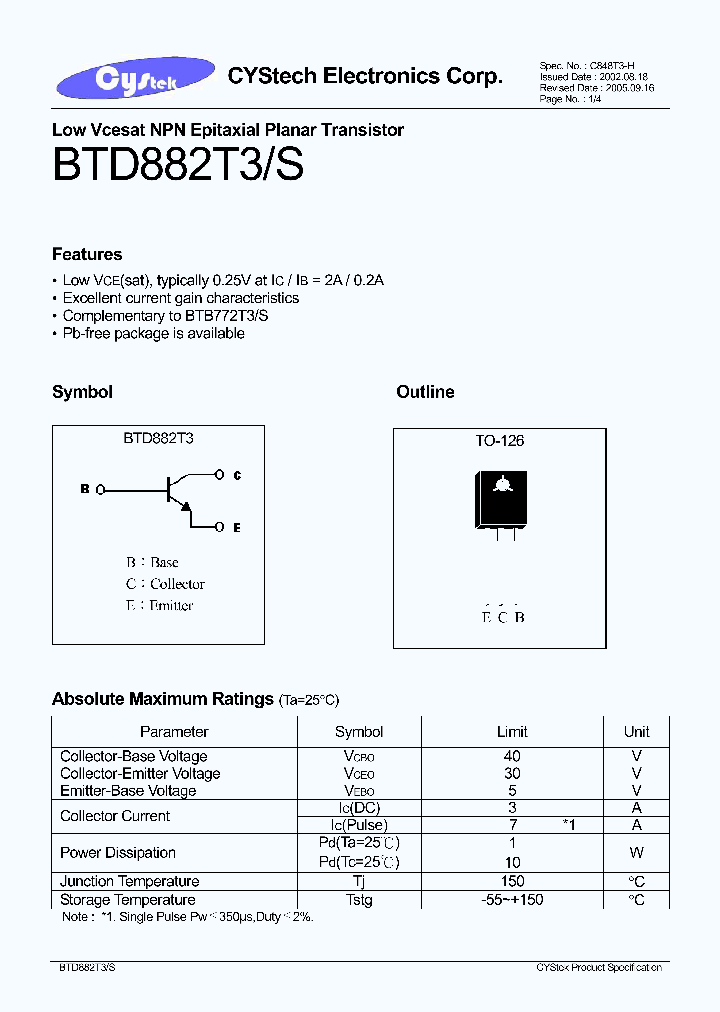 BTD882T3S_1221265.PDF Datasheet