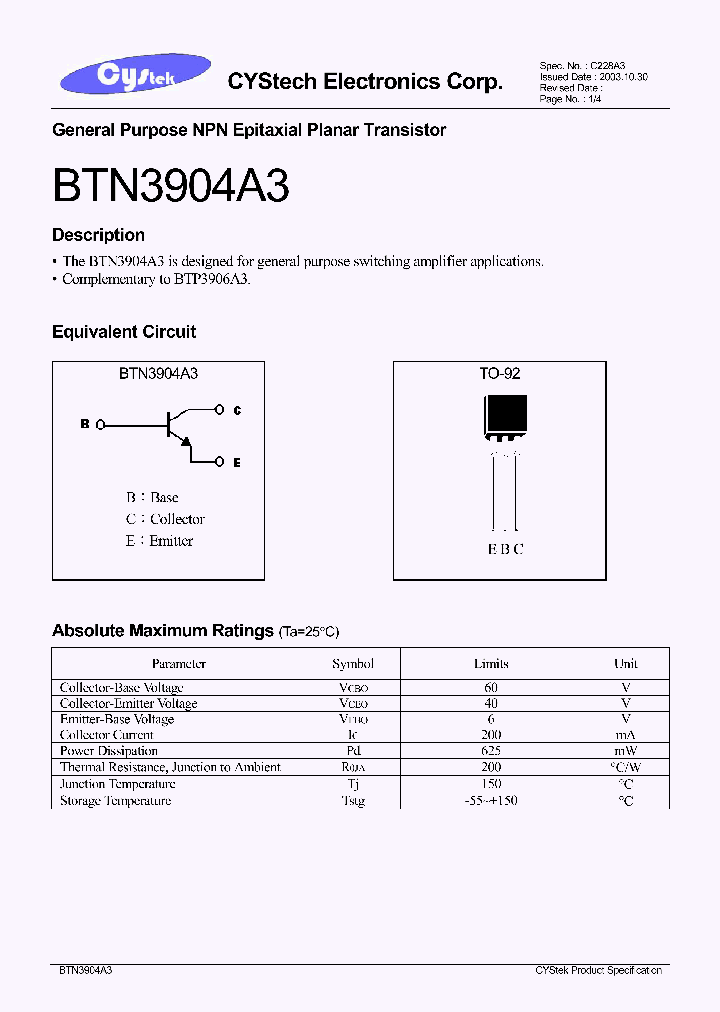 BTN3904A3_1221324.PDF Datasheet