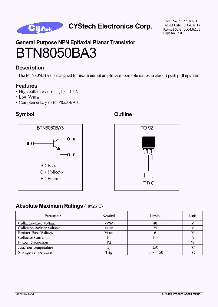 BTN8050BA3_1221334.PDF Datasheet