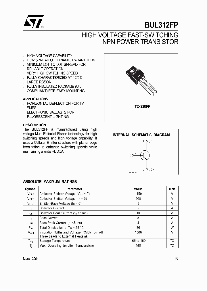 BUL312FP_1222125.PDF Datasheet