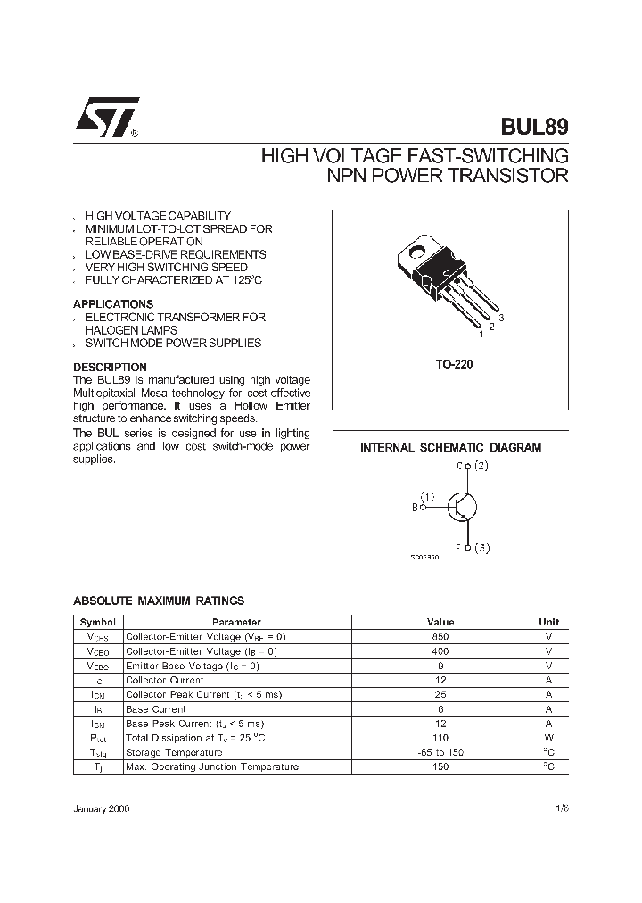 BUL89_1222193.PDF Datasheet