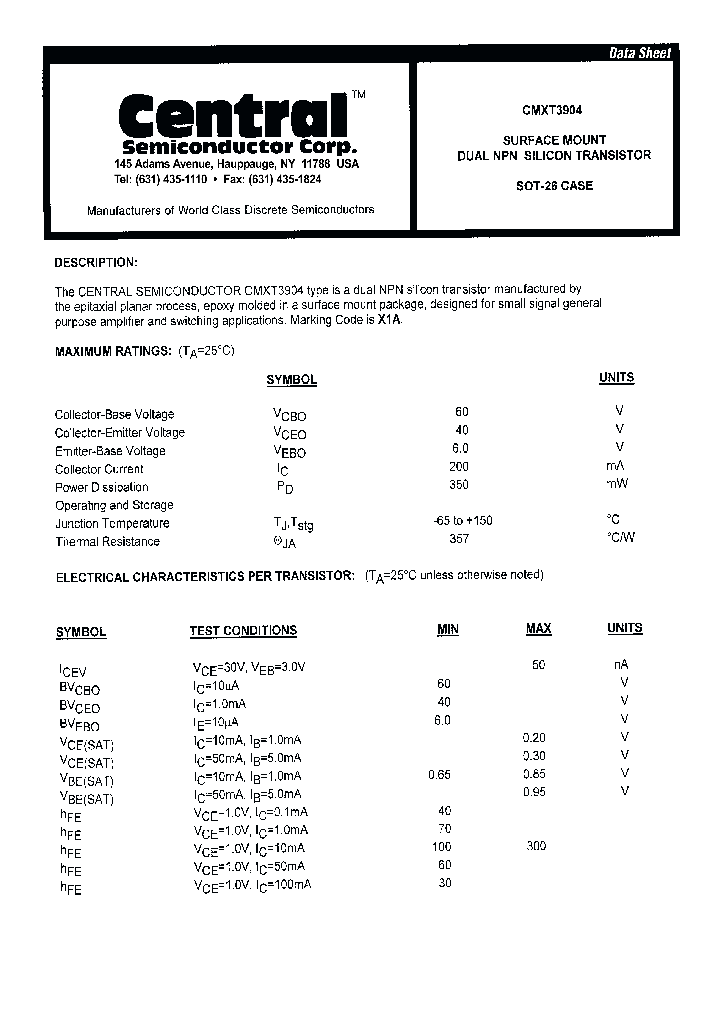 CMXT3904_1227631.PDF Datasheet