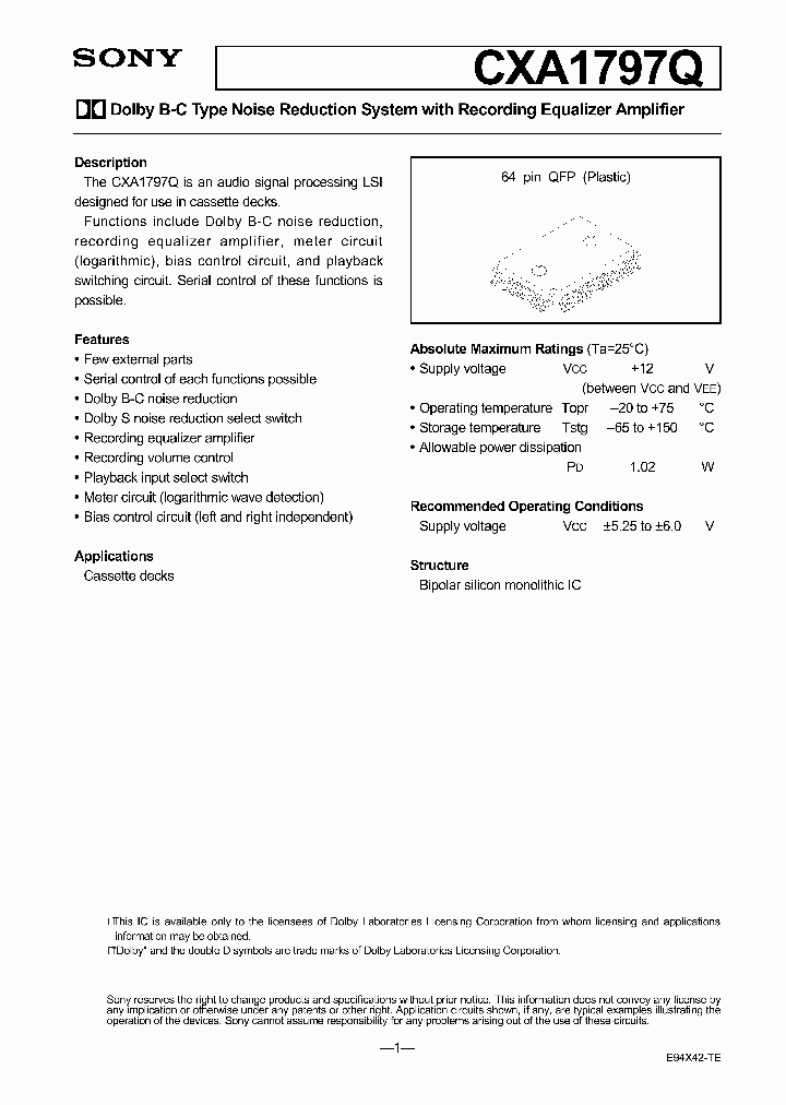 CXA1797Q_1229594.PDF Datasheet