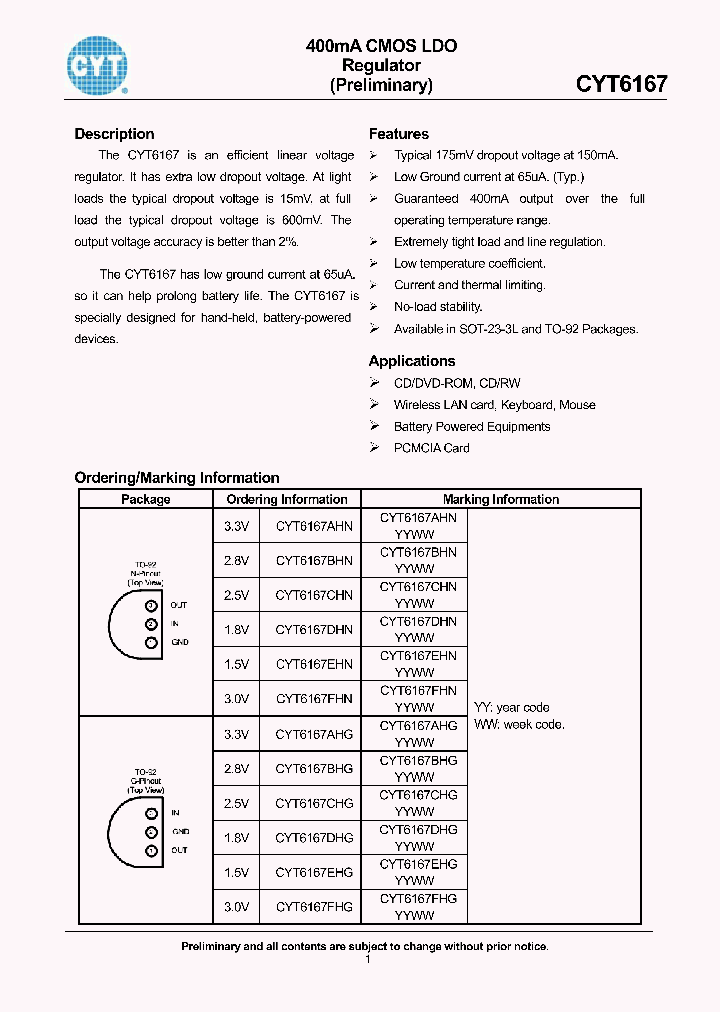 CYT6167FLN_1230755.PDF Datasheet