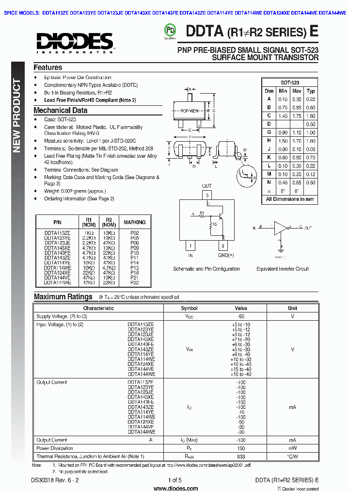 DDTA144WE-7-F_1231976.PDF Datasheet