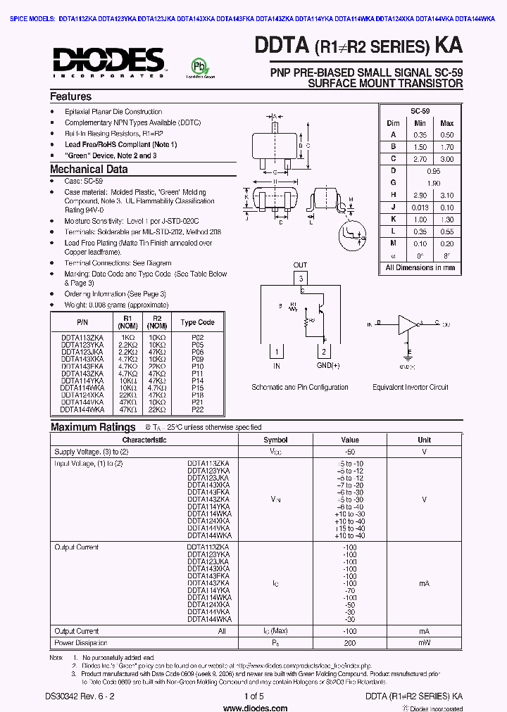 DDTA144WKA-7-F_1231978.PDF Datasheet
