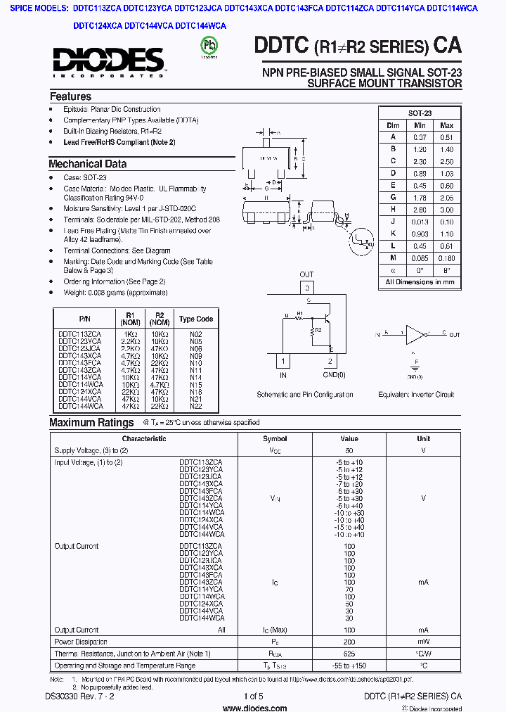 DDTC144WCA-7-F_1232022.PDF Datasheet