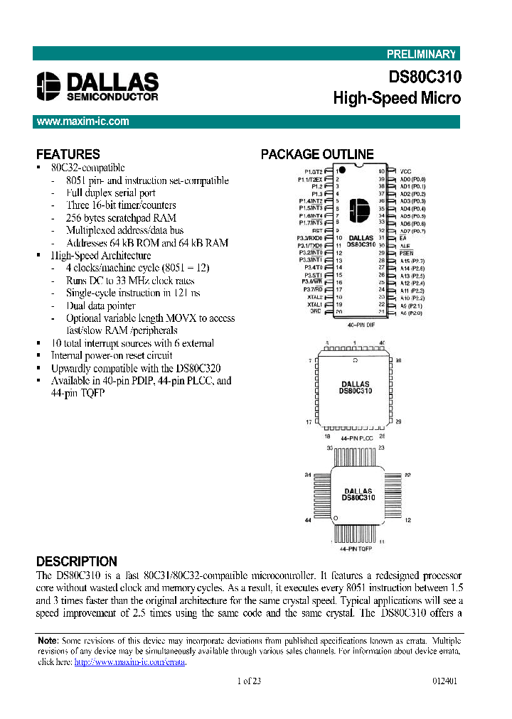 DS80C310_1058485.PDF Datasheet