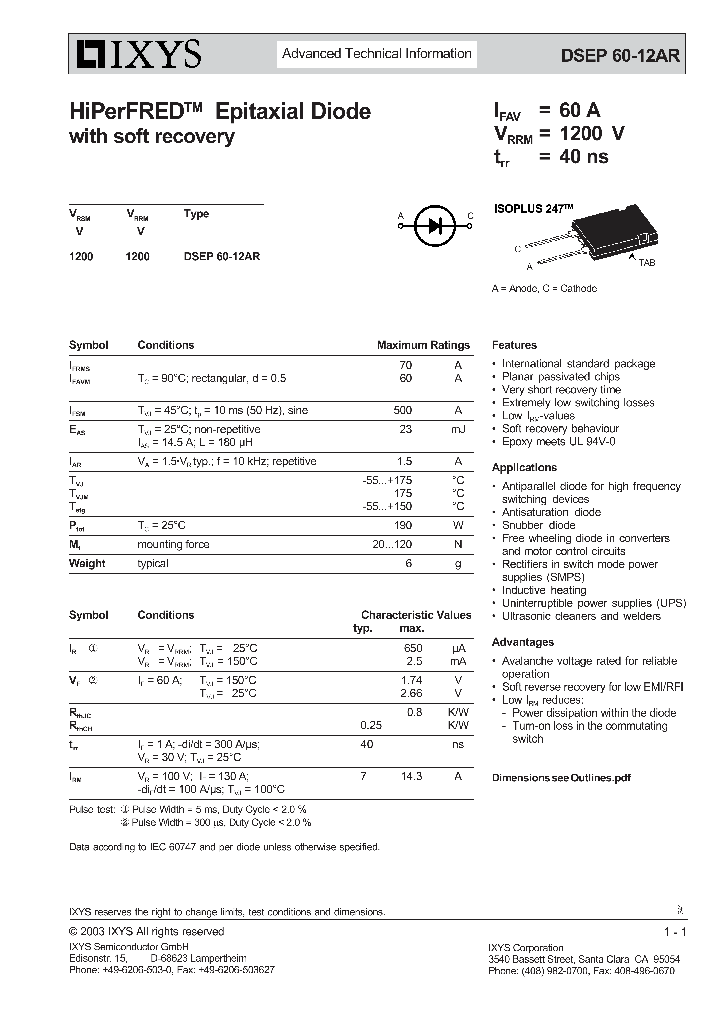 DSEP60-12AR_1234708.PDF Datasheet