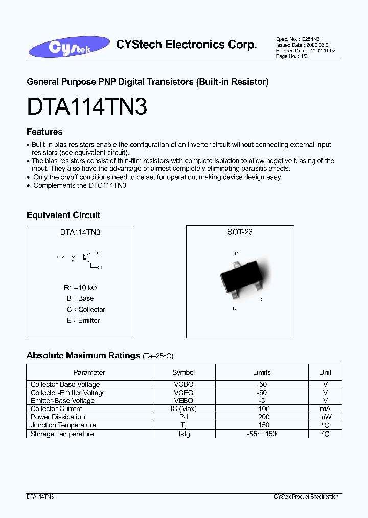 DTC114TN3_1235095.PDF Datasheet