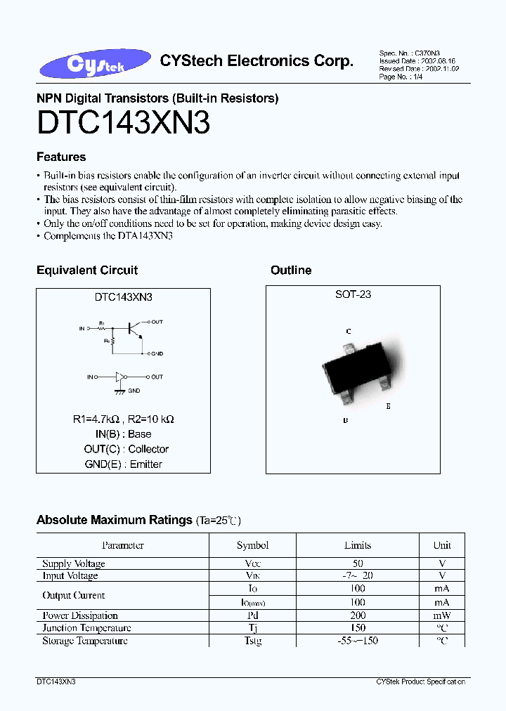 DTC143XN3_1235162.PDF Datasheet