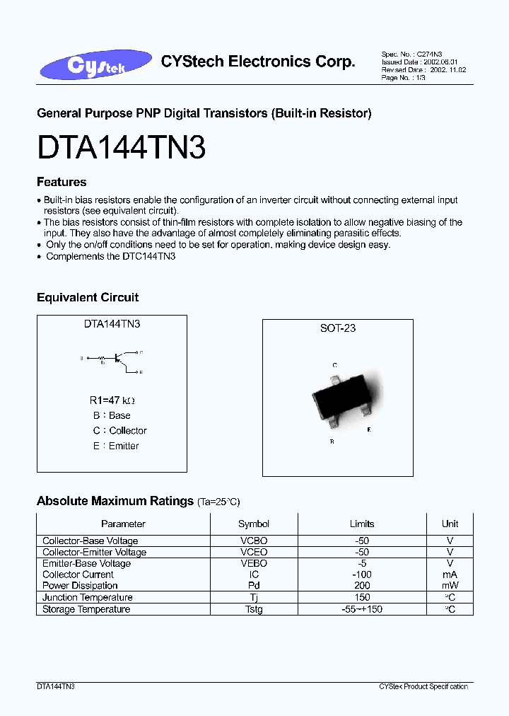 DTC144TN3_1235181.PDF Datasheet
