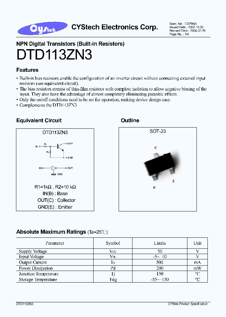 DTD113ZN3_1235220.PDF Datasheet