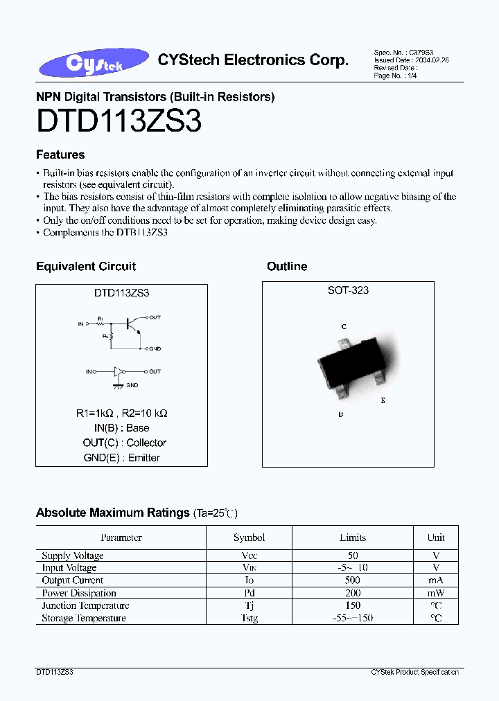 DTD113ZS3_1235221.PDF Datasheet