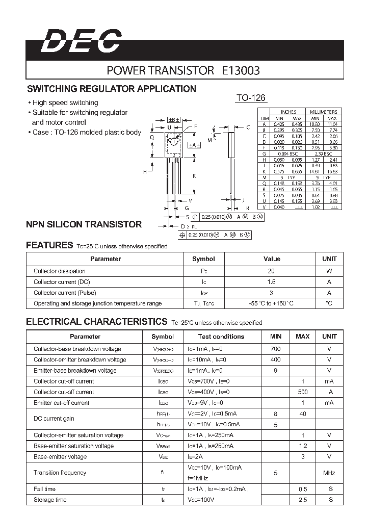 E13003TO-126_1235412.PDF Datasheet