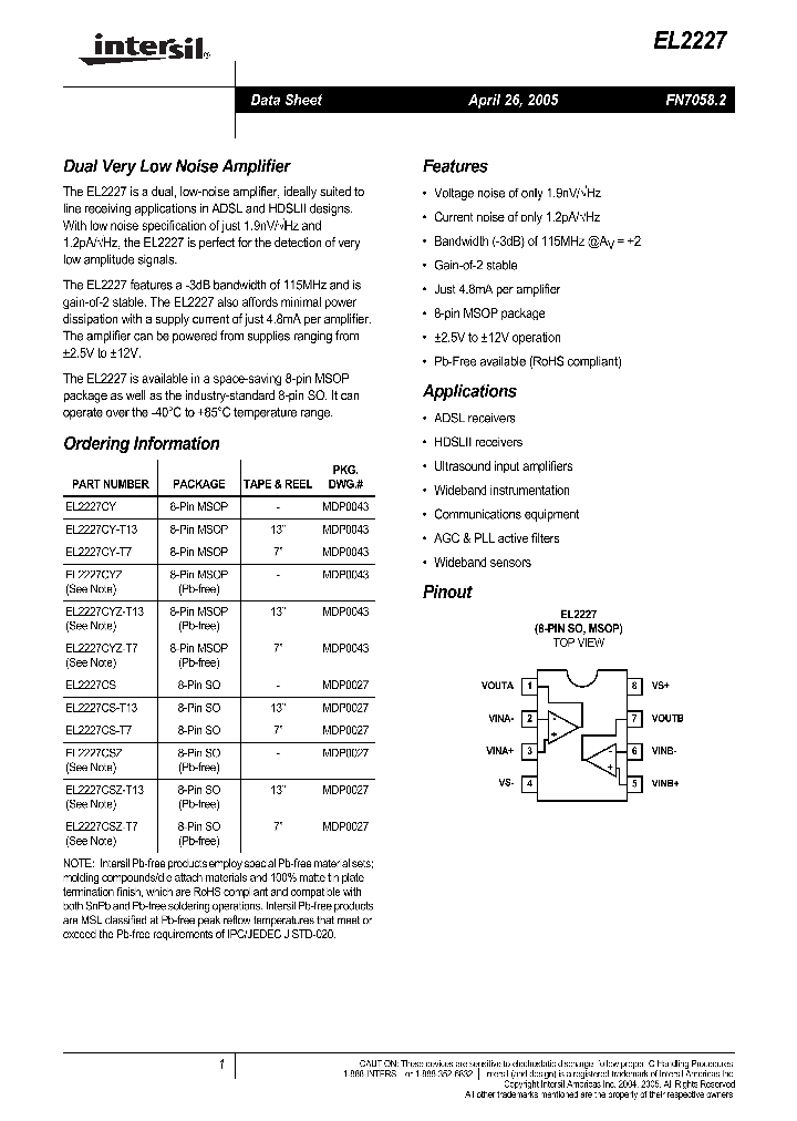 EL2227CYZ-T7_1236419.PDF Datasheet