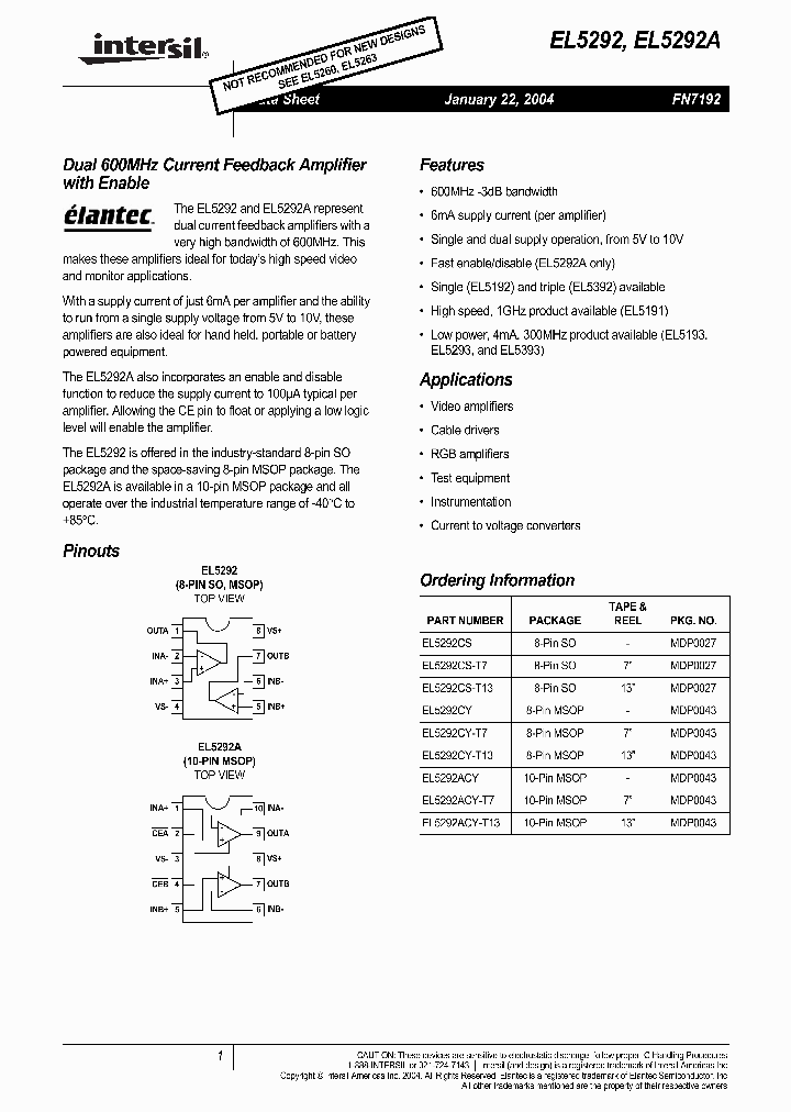 EL5292_1025872.PDF Datasheet