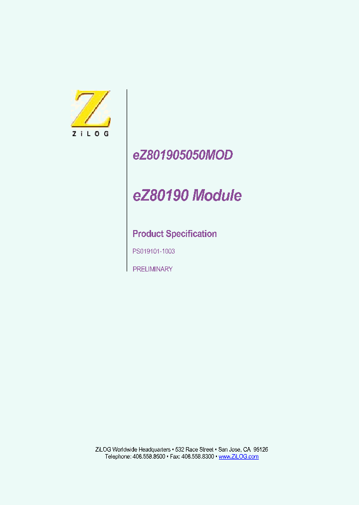 EZ80190_1145921.PDF Datasheet