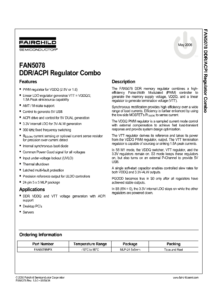 FAN5078MPX_625185.PDF Datasheet