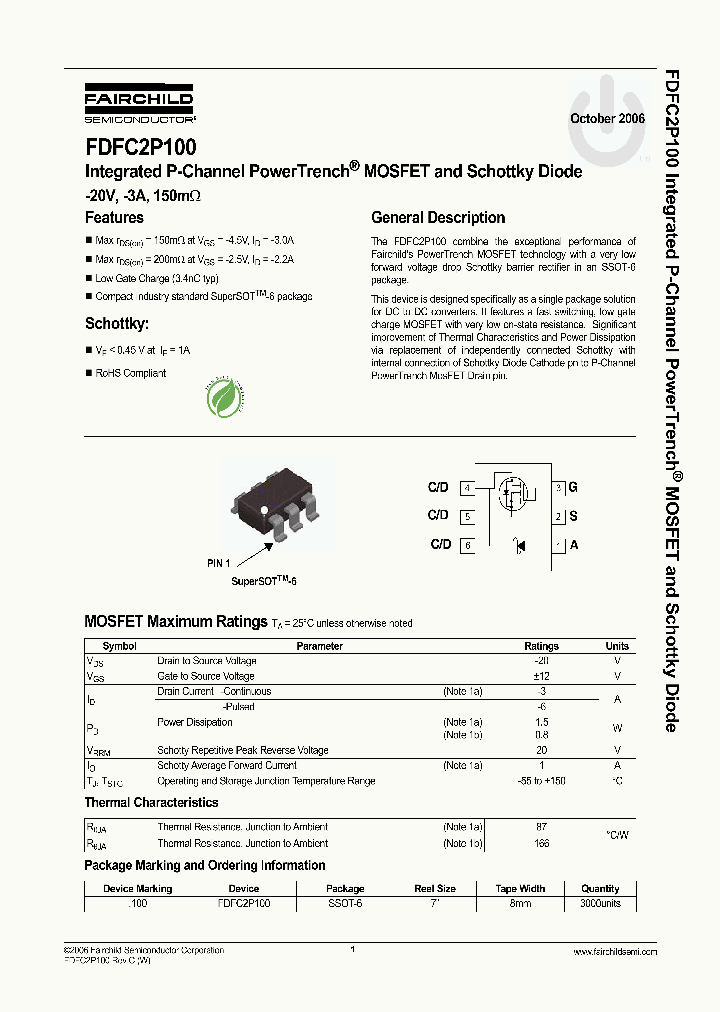 FDFC2P100_1239394.PDF Datasheet